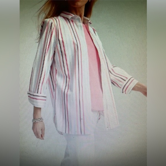 Chico's Tops - CHICOS NO IRON STRIPED BLOUSE CHICOS SIZE 2 WILL FIT MISSES 12. NWT!